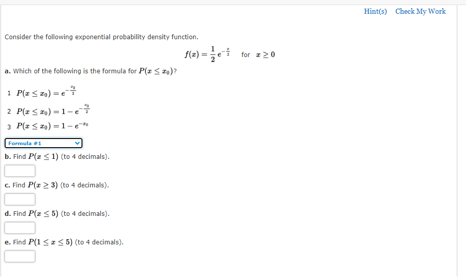 Solved Consider The Following Exponential Probability | Chegg.com