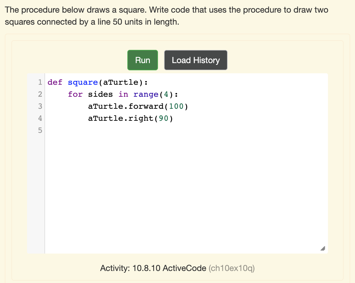 Solved The procedure below draws a square. Write code that | Chegg.com