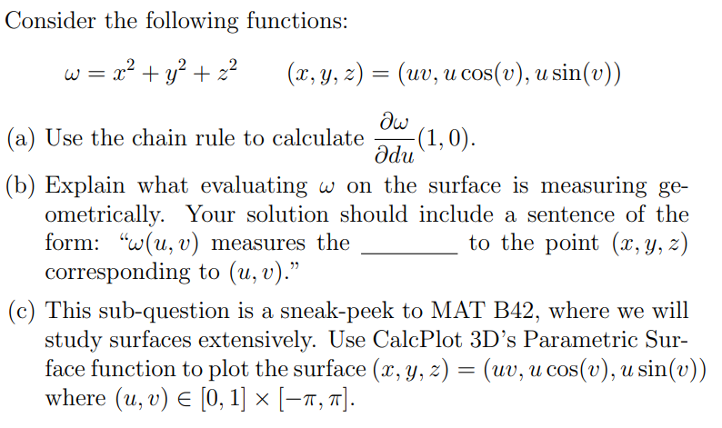 Solved Consider the following functions: | Chegg.com