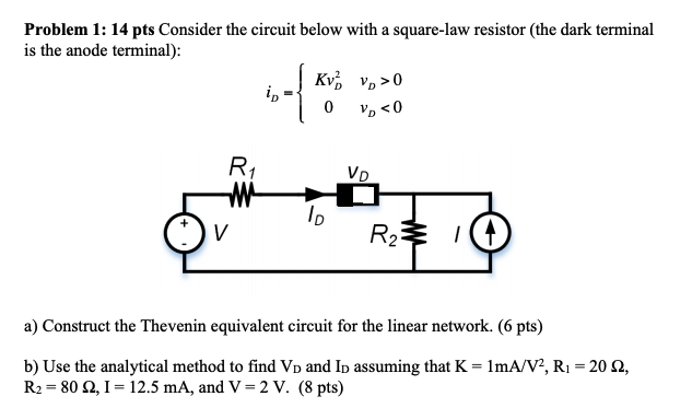 Solved Problem 1: 14 pts Consider the circuit below with a | Chegg.com