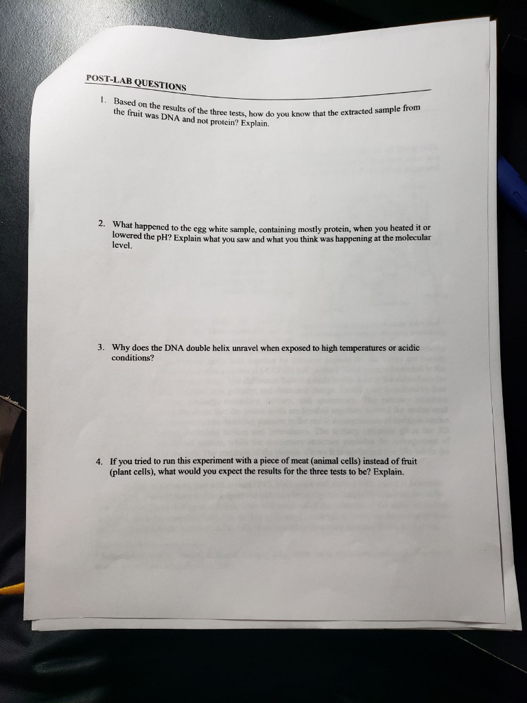 Solved POST-LAB QUESTIONS 1. Based on the results of the | Chegg.com