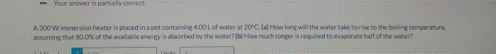 Answered: An immersion heater used to boil water…