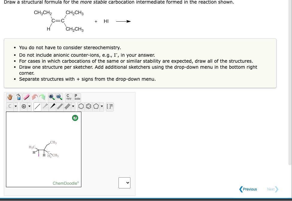 Solved Draw a structural formula for the more stable | Chegg.com