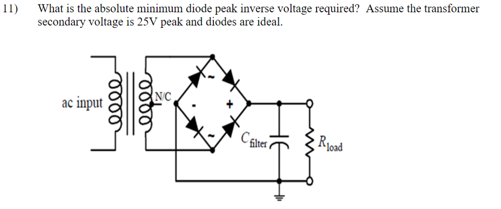 Solved What is the absolute minimum diode peak inverse | Chegg.com