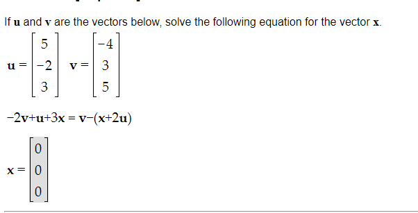 Solved If U And V Are The Vectors Below, Solve The Following | Chegg.com