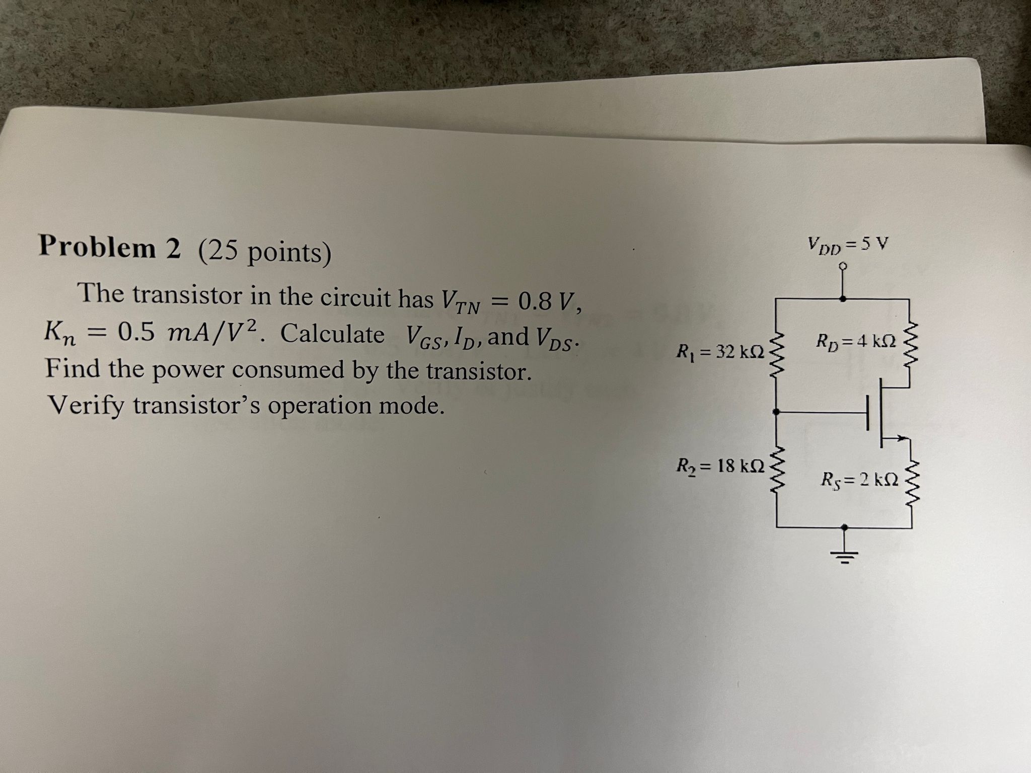 Solved Problem 2 25 Points The Transistor In The Circuit 9669