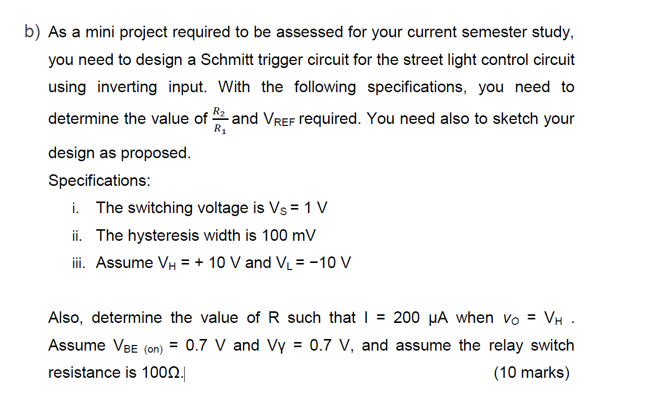 Solved B) As A Mini Project Required To Be Assessed For Your | Chegg.com