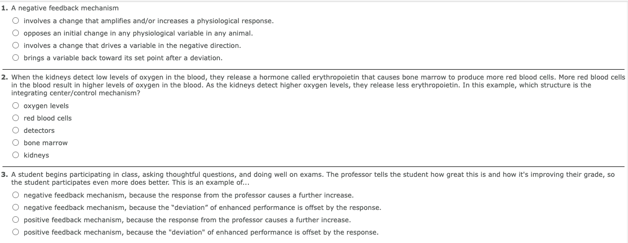 solved-1-a-negative-feedback-mechanism-o-involves-a-change-chegg