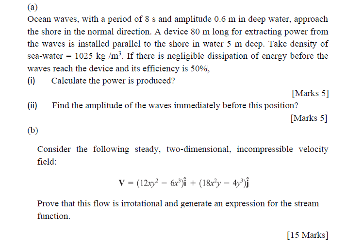 Solved (a) Ocean waves, with a period of 8 s and amplitude | Chegg.com