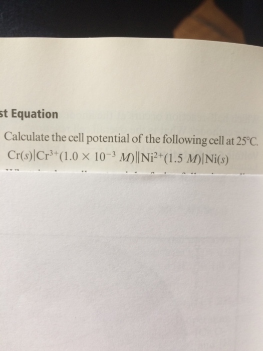 Solved Calculate The Cell Potential Of The Following Cell At | Chegg.com