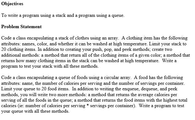Objectives To write a program using a stack and a | Chegg.com