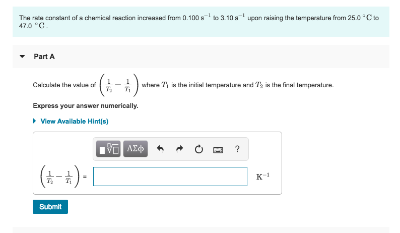 Solved The rate constant of a chemical reaction increased | Chegg.com
