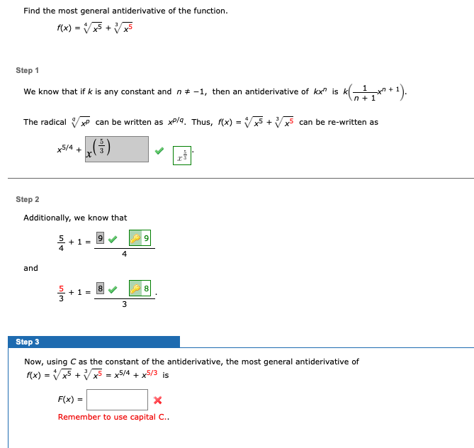 Solved Find The Most General Antiderivative Of The Function