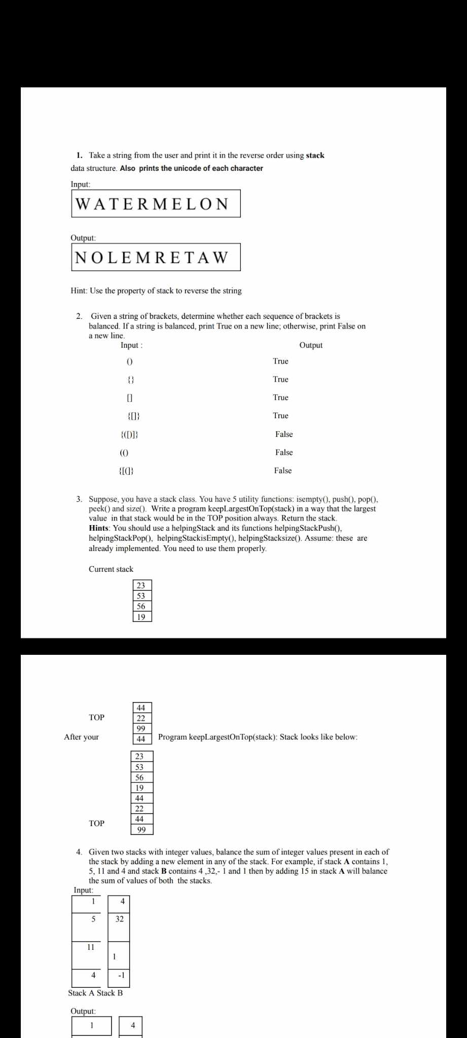 Solved 1. Take a string from the user and print it in the | Chegg.com