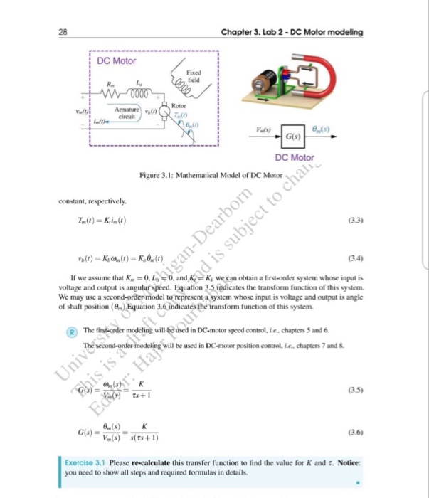 Solved 28 Chapter 3. Lab 2-DC Motor DC Motor Fixed field TCO | Chegg.com