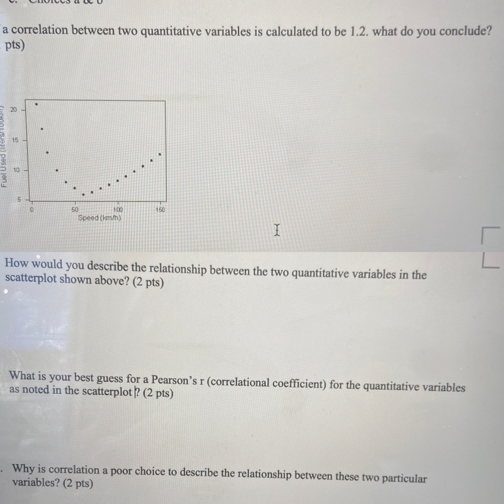 Solved a correlation between two quantitative variables is | Chegg.com