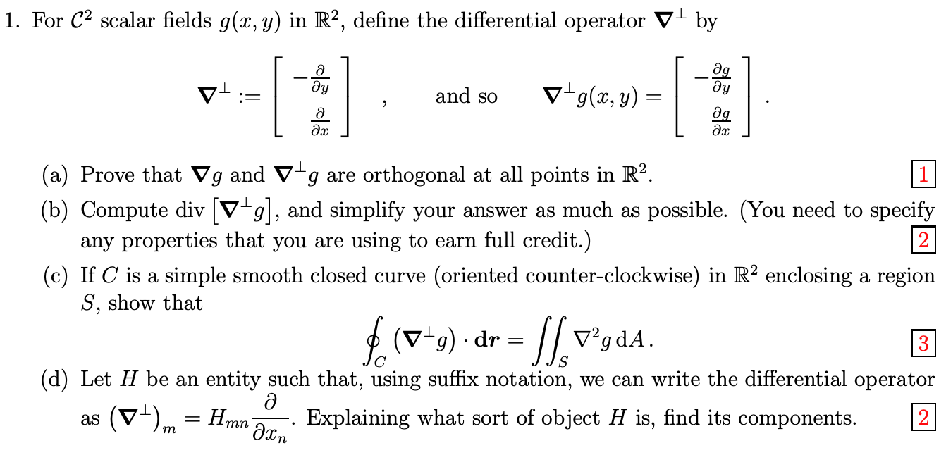 Solved 1 For C2 Scalar Fields G X Y In R2 Define The Chegg Com