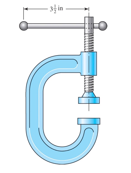Solved A force is applied to the handle 3.5 in from the