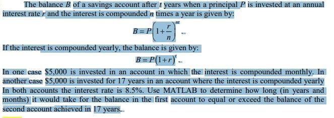 Solved The Balance B Of A Savings Account After T Years When | Chegg.com