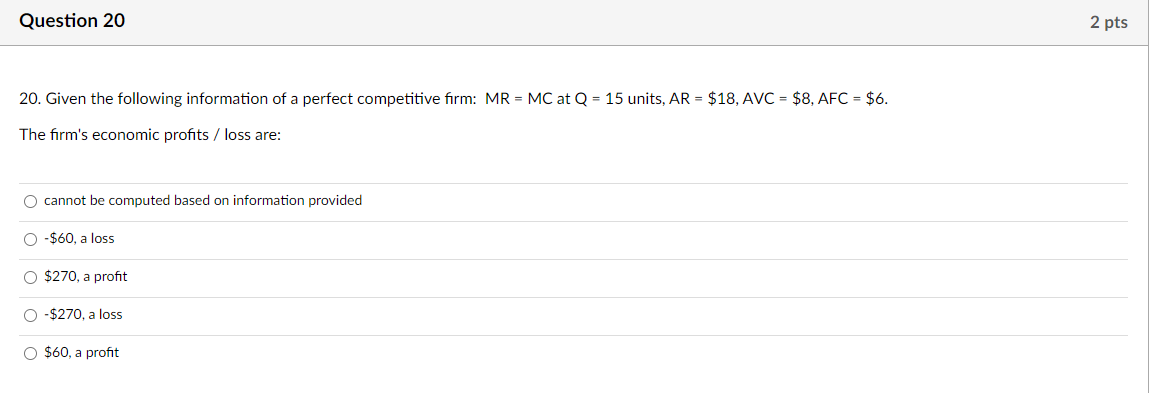 Solved Question 20Given the following information of a | Chegg.com