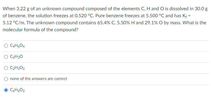 Solved When 3.22 g of an unknown compound composed of the | Chegg.com