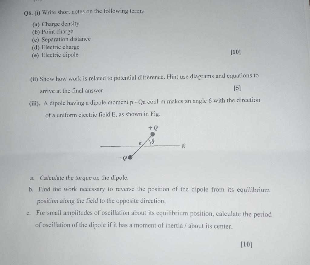 Solved Q6. (i) Write short notes on the following terms (a) | Chegg.com