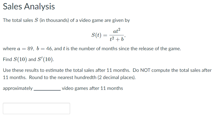 Solved Sales Analysis The Total Sales S (in Thousands) Of A | Chegg.com