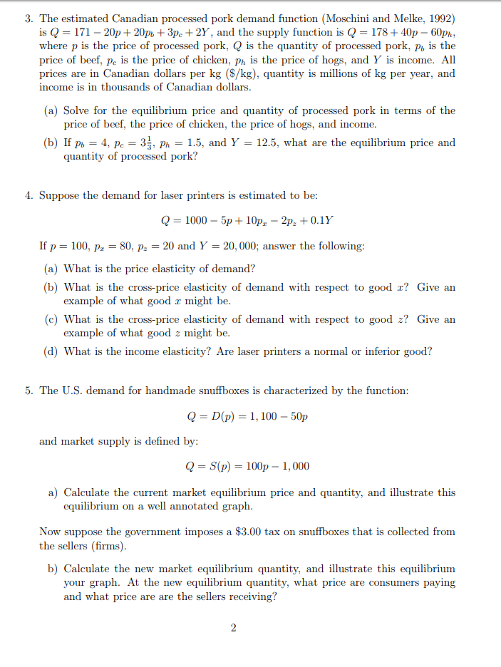 Solved ECN312: Problem Set 1: Review Of Supply And Demand | Chegg.com