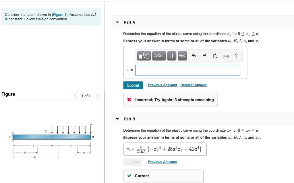 Solved Consider the beam shown in (Figure 1). Assume that EI | Chegg.com