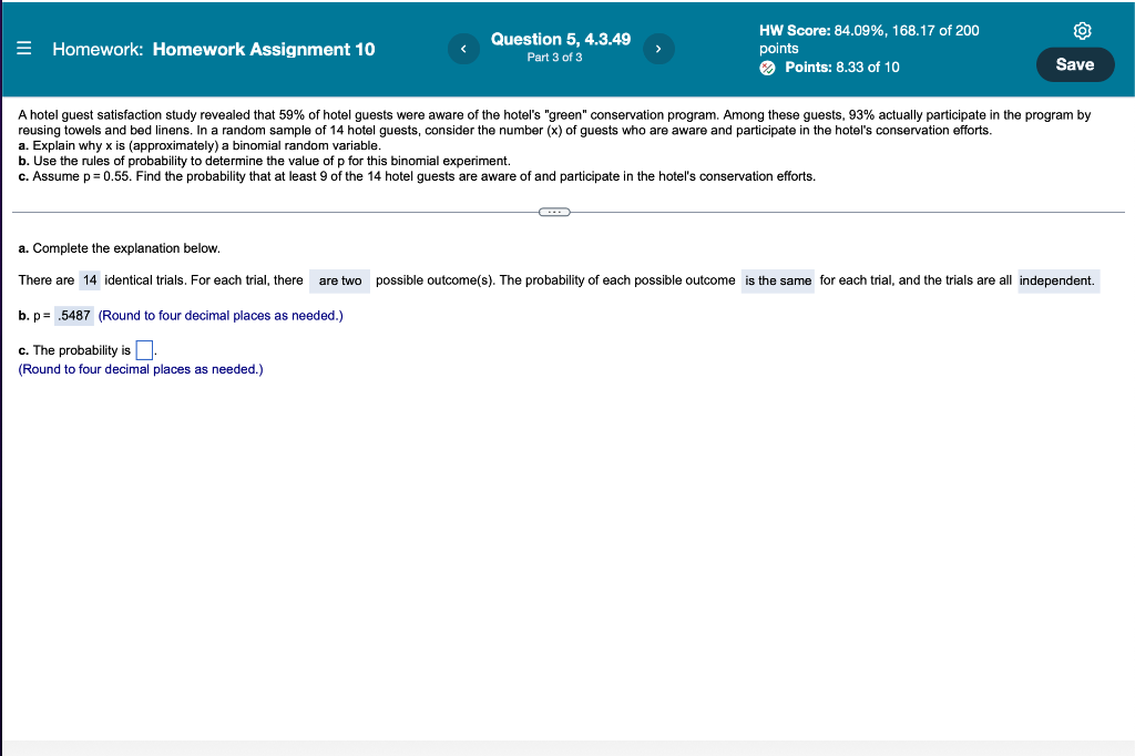 Solved O = Homework: Homework Assignment 10 Question 5, | Chegg.com