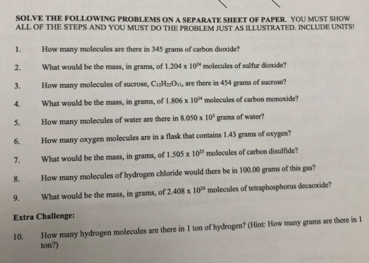 Solved SOLVE THE FOLLOWING PROBLEMS ON A SEPARATE SHEET OF | Chegg.com