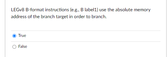 Solved LEGV8 B-format Instructions (e.g., B Labell) Use The | Chegg.com