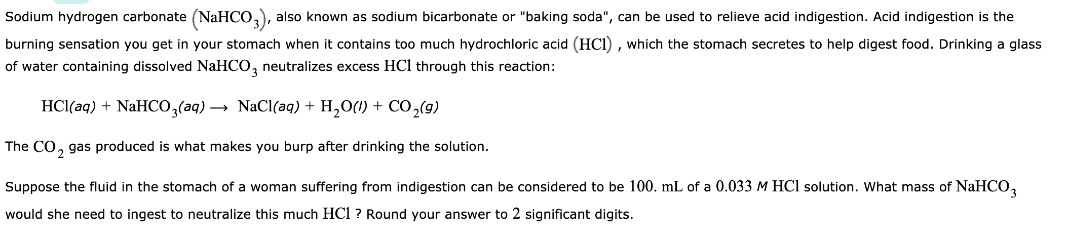 Solved Sodium hydrogen carbonate (NaHCO), also known as | Chegg.com