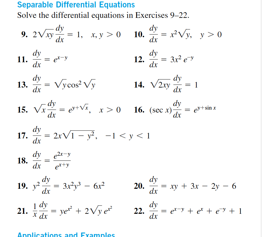 Solved Separable Differential Equations Solve The