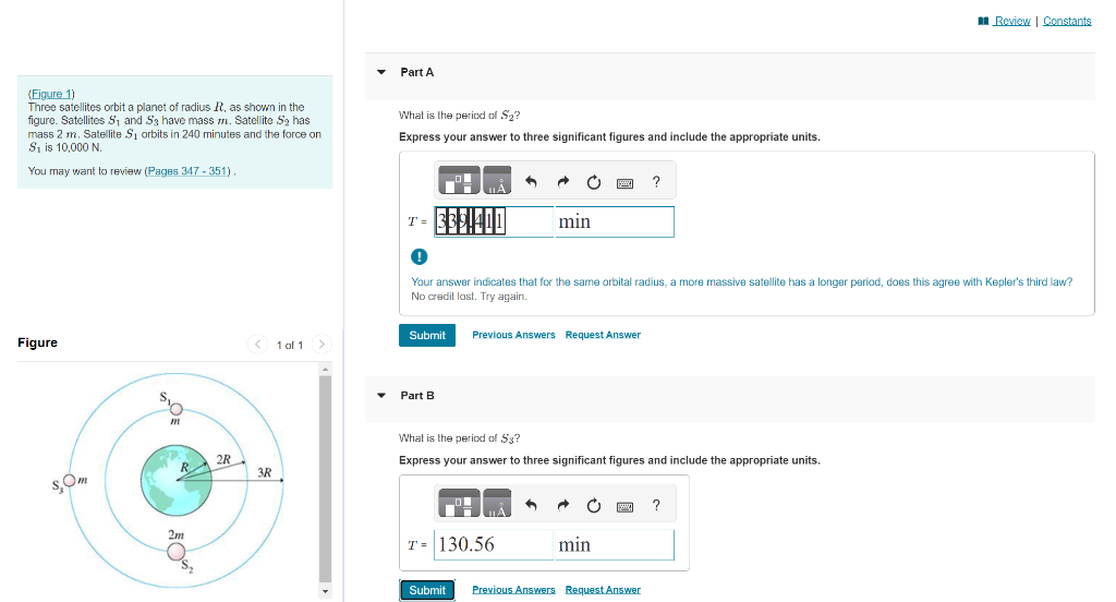 Solved (Figure 1) Three Satellites Orbit A Planet Of Radius | Chegg.com
