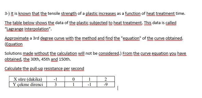 Solved 3-) It is known that the tensile strength of a | Chegg.com