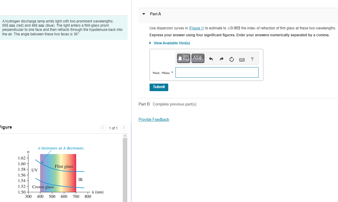 Solved A hydrogen discharge lamp emits light with two