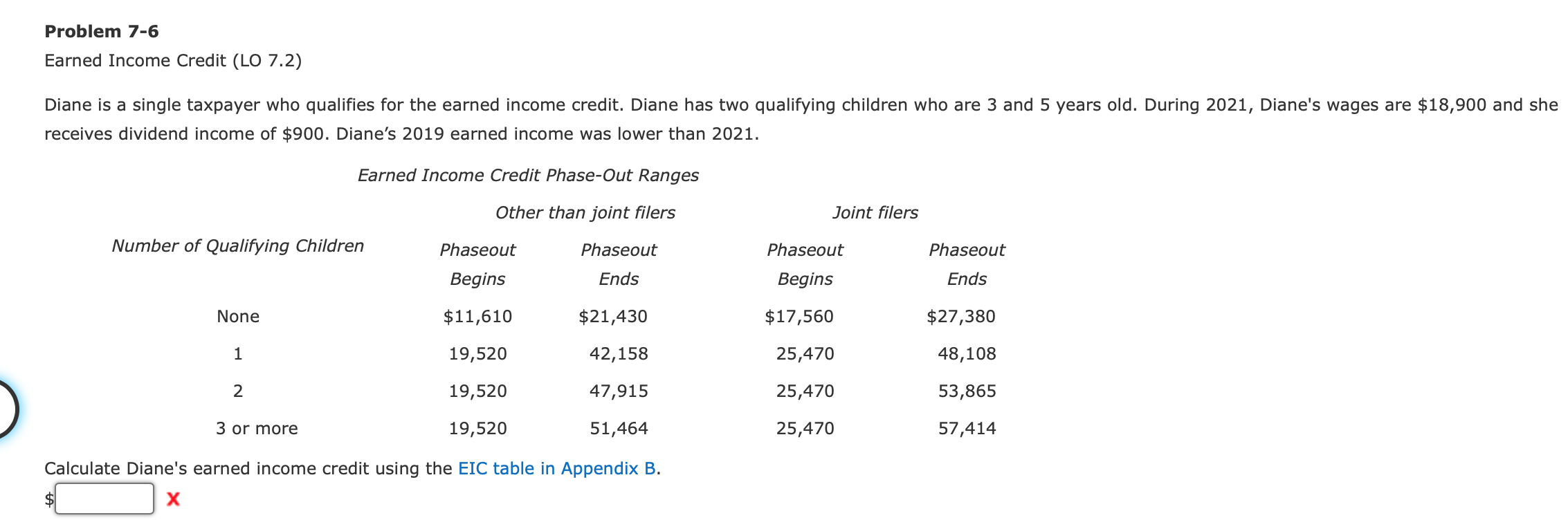 Solved Problem 76 Earned Credit (LO 7.2) Diane is a