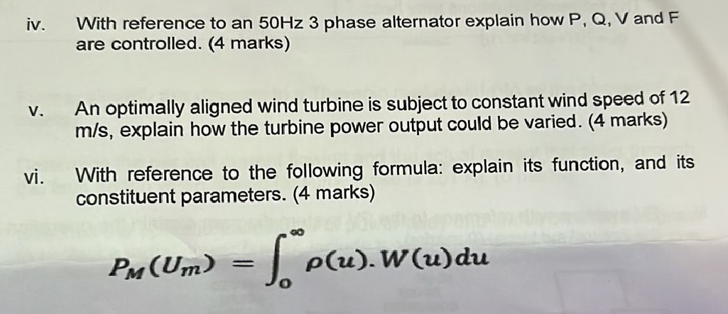 Solved iv. With reference to an 50 Hz3 phase alternator | Chegg.com