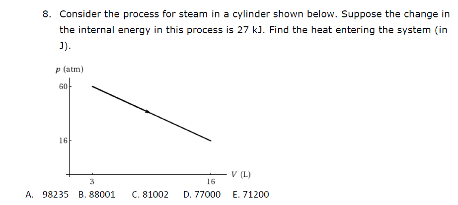 Solved 8. Consider the process for steam in a cylinder shown | Chegg.com