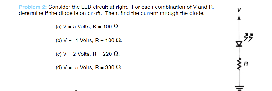 Solved Problem 2: Consider the LED circuit at right. For | Chegg.com