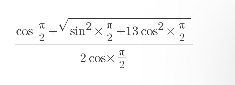 Solved cosπ2+sin2×π2+13cos2×π222cos×π2 | Chegg.com