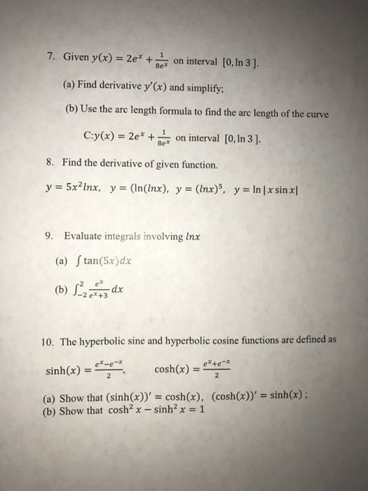 Solved Given Y X 2e X 1 8e X On Interval [0 Ln 3] A