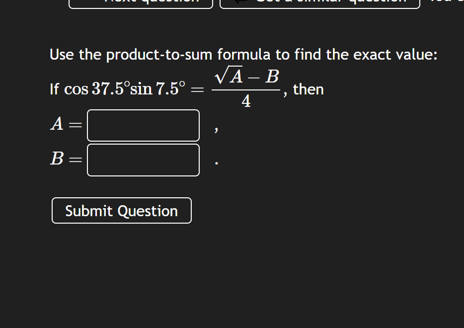 solved-use-the-product-to-sum-formula-to-find-the-exact-chegg