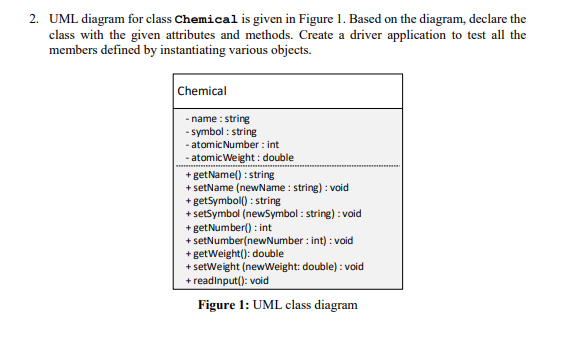 Solved 2 Uml Diagram For Class Chemical Is Given In Figure Chegg Com