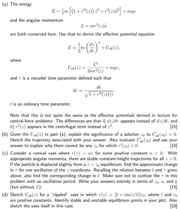 Solved 2. A particle with mass m slides without friction on | Chegg.com