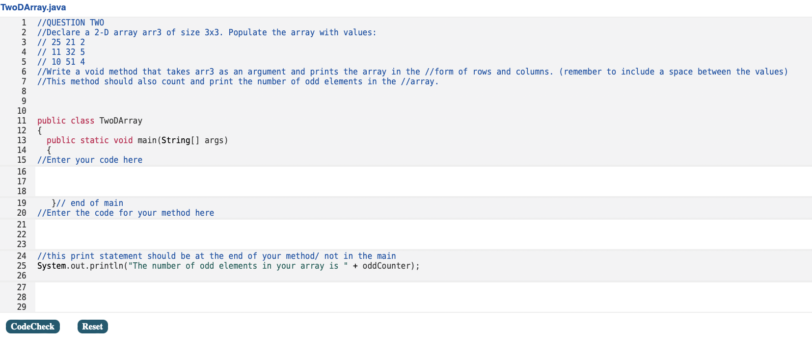 Solved TwoDArray.java 27 28 29 | Chegg.com