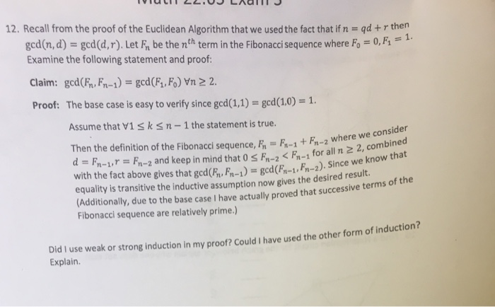 Solved Recall from the proof of the Euclidean Algorithm that | Chegg.com