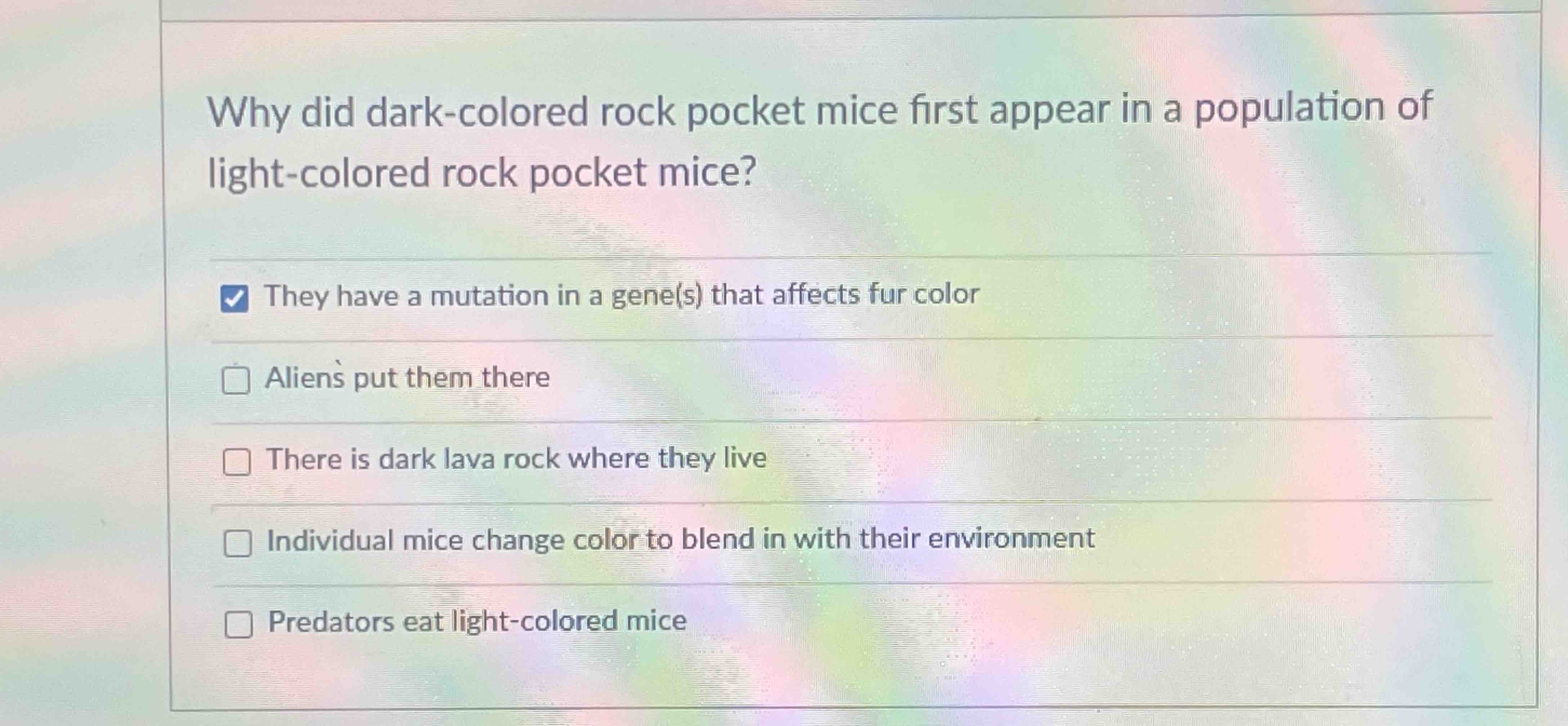 Solved Why did darkcolored rock pocket mice first appear in