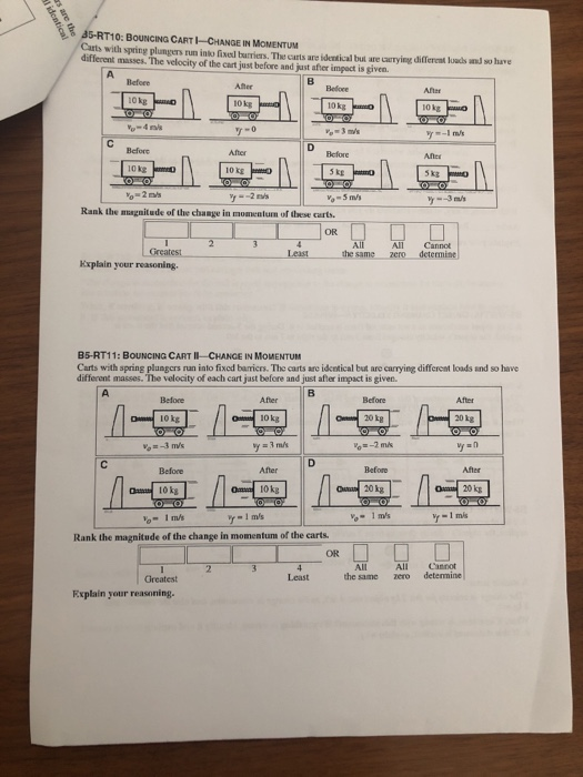 Solved β5RT10 BOUNCING CARTICHANGE IN MOMENTUM Carts with